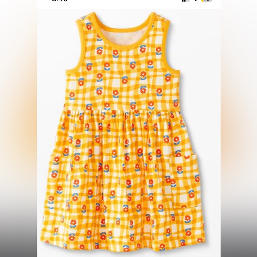 Hanna Andersson yellow wavy daisy sleeveless pocket dress sz8 - Picture 5 of 5